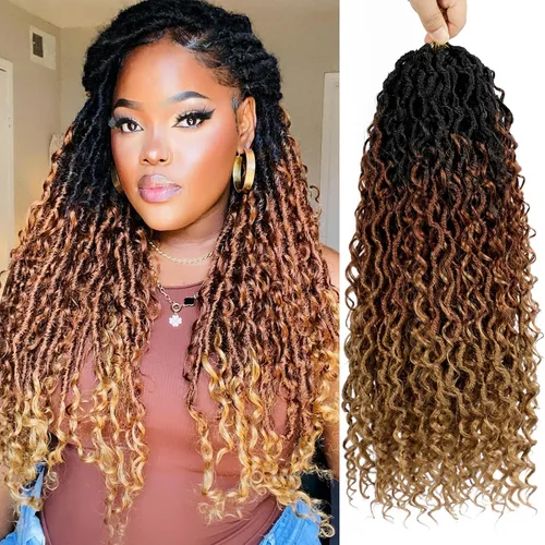 Miniatura 39 de Goddess Locs - Cabello de ganchillo de 10 pulgadas, 7 paquetes de cabello de ganchillo bohemio sintético para mujeres negras, rastas de ganchillo #1B