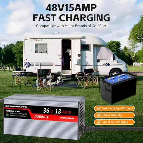 Miniatura 3 de Cargador de batería de litio LifePo4 de 43.8V 18A inteligente para carrito de golf, RV y batería de motor de 36V con enchufe Anderson, terminal
