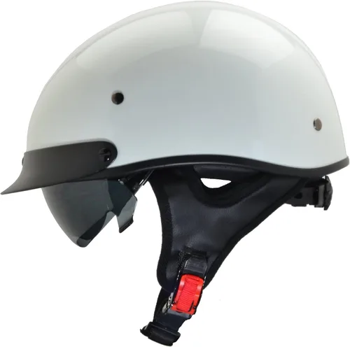 Miniatura 13 de Vega Warrior Casco de media cara para motocicleta con protector solar/Tamaño ajustable DOT Casco de calavera de media cara para bicicleta, crucero