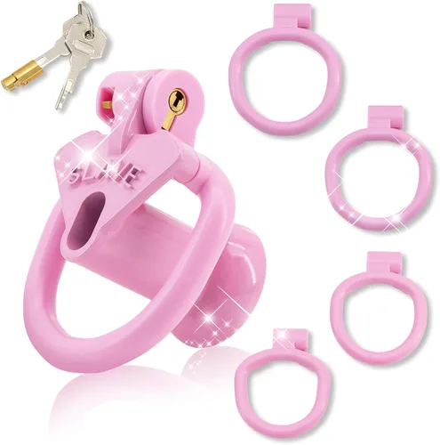 Miniatura 8 de Juego de dispositivos de castidad ligeros y transpirables con 4 penisrings invertidos Sissy Cock Cage SM Juguetes sexuales para adultos con bloqueo