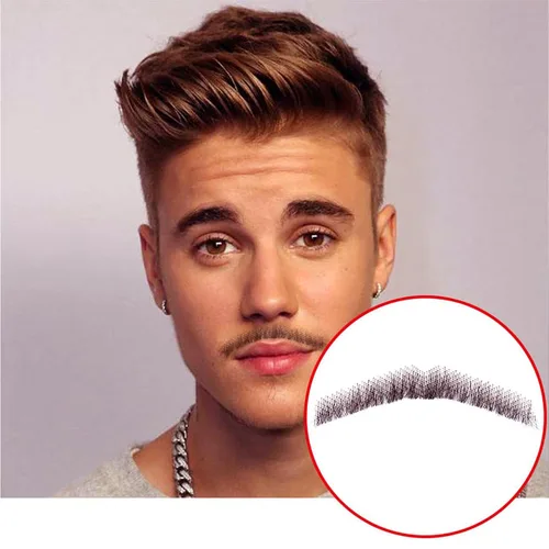 Miniatura 3 de Un par de barbas falsas para hombre, 100% cabello humano atado a mano (# negro marrón)