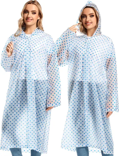 Miniatura 142 de 2 abrigos de lluvia de Borogo para adultos, chaquetas de lluvia reutilizables para hombres y mujeres