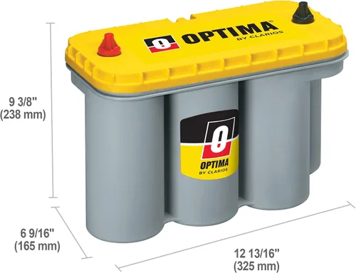 Miniatura 2 de Baterias OPTIMA de alto rendimiento D31T YellowTop de doble propósito sellada AGM para automóvil, camión y SUV, 900 CCA, sin mantenimiento, montaje