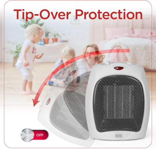 Miniatura 6 de BLACK+DECKER - Calentador de espacio portátil de 1500 W, calentador de espacio pequeño con protección contra sobrecalentamiento para uso en Blanco