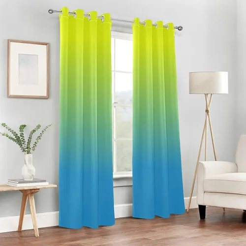 Miniatura 6 de Cortinas amarillas y azules de 84 pulgadas, 1 pieza, cortinas de puerta para tratamientos de ventanas, divisores de habitación, cortinas de cocina