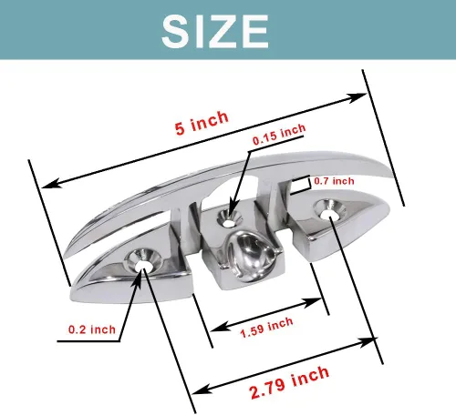 Miniatura 3 de Marine Dock Cleats 5inch/6 inch Folding Boat Cleat 316 Stainless Steel Flip Up Cleats for Boat Kayak and Decoration of 2 pcs with Screws