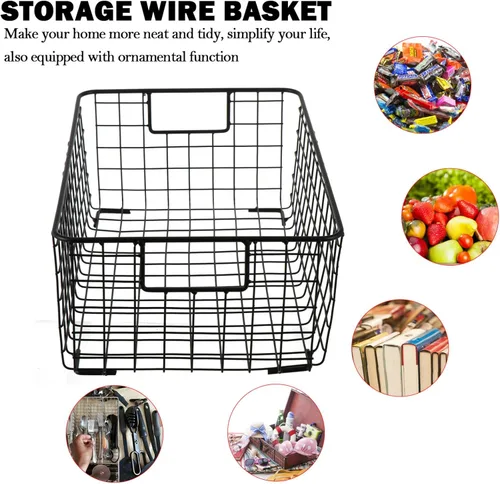 Miniatura 6 de Cesta de almacenamiento de frutas de cocina, cesta de encimera de alambre, frutas, verduras, aperitivos, despensa, organizadores, asa