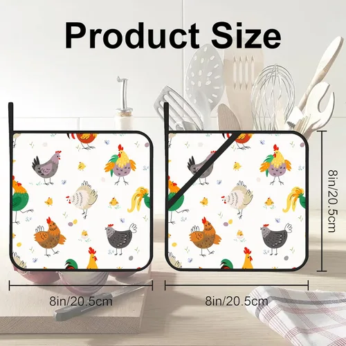 Miniatura 2 de Juego de 2 soportes para ollas de gallo de dibujos animados, resistentes al calor y antideslizantes, almohadillas calientes para horno de pollo