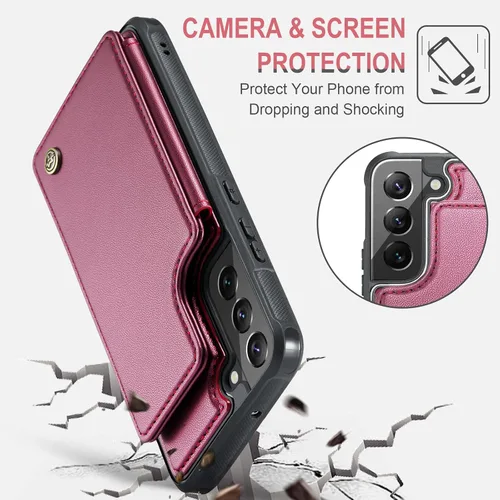 Miniatura 5 de Vinich Funda tipo cartera para Samsung Galaxy S22 con tarjetero, bloqueo RFID, ranuras de crédito, función atril, a prueba de golpes, para Galaxy