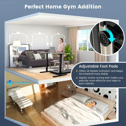 Miniatura 4 de GYMAX Almohadilla para caminar, 2 en 1, instalación gratuita debajo del escritorio, con monitor LED, aplicación inteligente/control remoto y altavoz