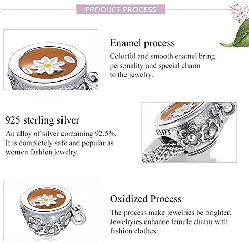 Miniatura 4 de Pulseras de cuentas de tetera para mujer, plata esterlina, cristal azul, circón, cuentas de taza de té para pulseras o collares