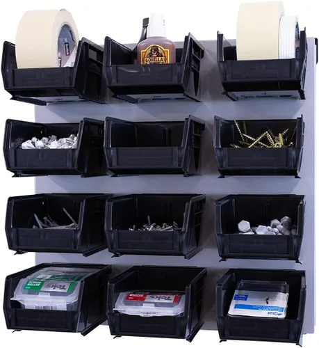OmniWall Sistema de almacenamiento de contenedores: sistema de organización de herramientas de garaje de metal de 16 x 16 pulgadas (plateado)