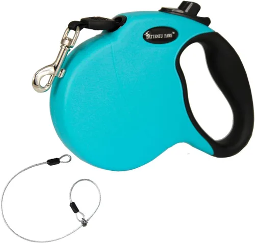 Miniatura 12 de Correa retráctil para perro de 16 pies a prueba de mordidas, cuerda de alambre antimasticación, manos libres, bloqueo de seguridad ajustable, Negro