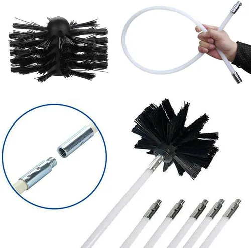 Miniatura 3 de Herramienta de barrido de chimenea, cepillo de ventilación para secadora, kit de cepillo de chimenea de nailon reutilizable para chimeneas de arriba