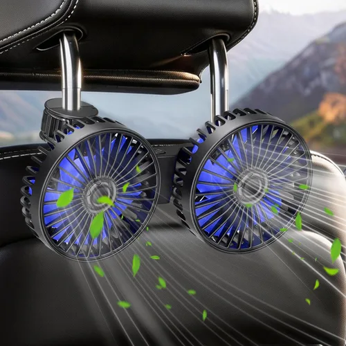 Miniatura 8 de Qidoe Ventilador de coche para asiento trasero, ventiladores portátiles alimentados por USB para automóvil con rotación de 360° con 3 velocidades