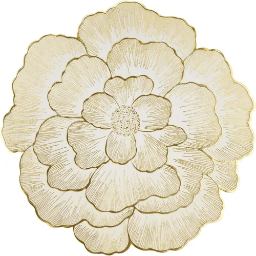 Juego de 6 manteles individuales redondos florales de vinilo dorado, alfombrillas de mesa resistentes al calor y antideslizantes para decoración de
