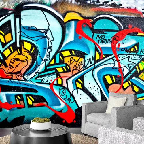 Miniatura 19 de NWT Calcomanía de pared extraíble/mural de pared estilo de dibujos animados, pintura en aerosol urbana, graffiti y arte callejero, tipografía