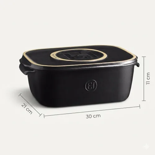 Miniatura 4 de Emile Henry, Caja de almacenamiento de queso negro/bandeja para servir, 12 x 8 x 4.4 pulgadas