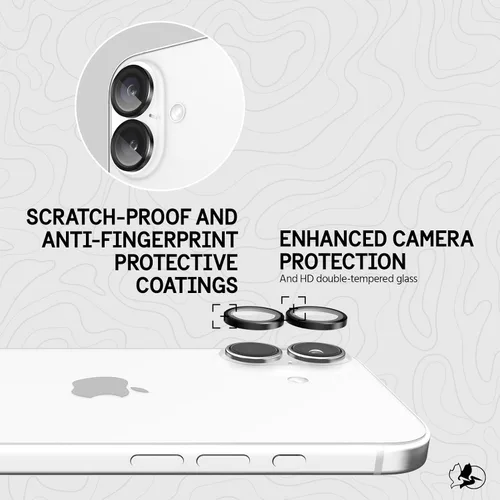 Miniatura 3 de Pelican Protector de lente de cámara con anillos de aluminio para iPhone 16 / iPhone 16 Plus - Vidrio templado 9H - Resistente a los arañazos