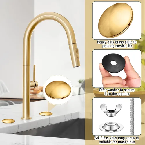 Miniatura 3 de LEIFIDE 2 piezas de 2 pulgadas para fregadero de cocina de 2 pulgadas, cubierta de orificio de grifo de acero inoxidable para fregadero de cocina