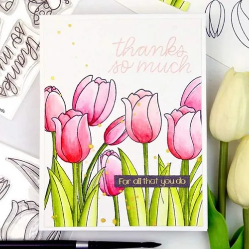 Miniatura 5 de Tulip - Juego de sellos y troqueles transparentes de silicona para hacer tarjetas, álbum de fotos en relieve para manualidades, decoración