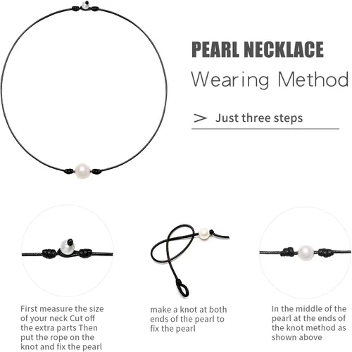 Miniatura 3 de TKUAMIGO Collar de concha de puka para mujer, gargantilla de perlas naturales, collar ajustable de conchas marinas, pulsera de concha de cauri