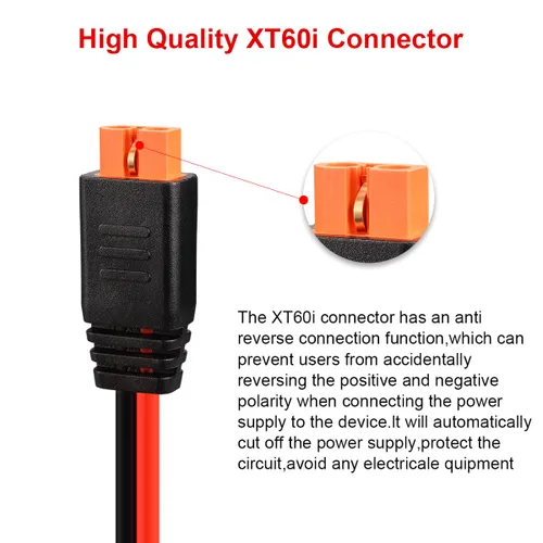 Miniatura 2 de ELFCULB Cable de carga solar 10AWG a XT60i, cable de extensión de panel solar para estación de energía portátil, River 600, generador solar (25 pies)