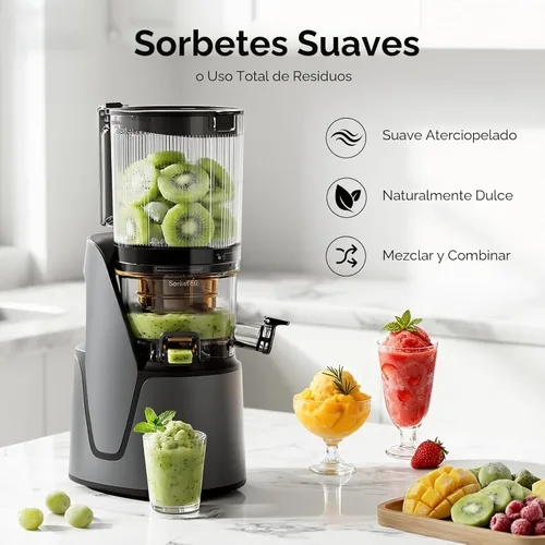 Miniatura 9 de EanOruus Máquinas exprimidoras 3 en 1 de prensa en frío con canal extra grande de 6.5 pulgadas, gran capacidad de 100 onzas, motor de CA, hace jugo