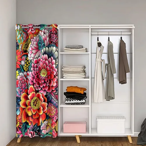 Miniatura 2 de Cortina opaca bohemia floral para dormitorio, cortina bohemia para puerta, 34 pulgadas de ancho x 80 pulgadas de largo, cortina de jardín de plantas