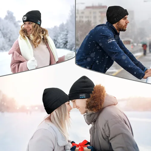 Miniatura 7 de Tutuko Gorro unisex Bluetooth con luz, micrófono de altavoz integrado, gorra de faro con auriculares, regalo técnico para hombres y mujeres