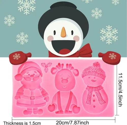 Miniatura 4 de Moldes de Silicona Grandes de Navidad 3D Molde de Papá Noel Moldes de Muñeco de Nieve Moldes de Reno Molde de Fondant Moldes para Galletas Chocolate