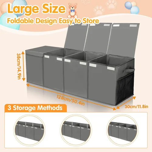 Miniatura 3 de AOBOPLE Cofre de juguetes extragrande, caja de juguetes de 50 x 15 x 12 pulgadas para niños y niñas, organizador de almacenamiento de juguetes