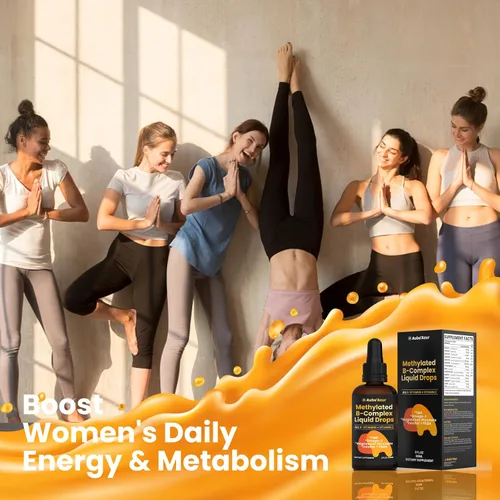 Miniatura 8 de Methylated B Complex Liquid Drop, vitaminas del complejo B líquido para mujeres, con metil B12, metilfolato, B1, B3, B5, B6, B7, C, Omega-3