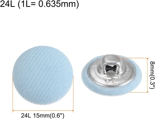 Miniatura 2 de HARFINGTON 10 botones de tela de 24L cubiertos de tela de 0.59 pulgadas, vástago de metal, botones de costura redondos para trajes, blusas de Azul