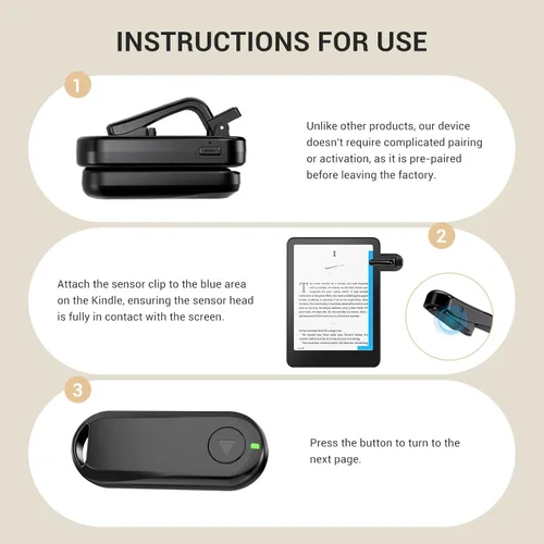 Miniatura 8 de CoBak Turner remoto de página, giro de página y obturador remoto de cámara para Kobo, lectores electrónicos, iPad y iPhone, compatible con Kindle