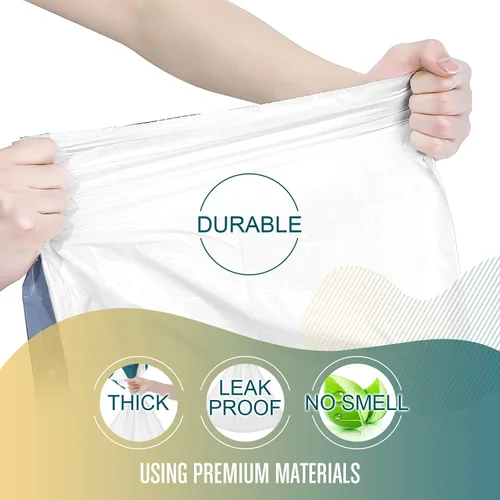 Miniatura 2 de FORID Bolsas de basura pequeñas con cordón – Bolsas de basura de plástico blanco de 1.2 galones, 240 bolsas de basura pequeñas para latas de baño