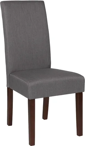 Miniatura 14 de Flash Furniture Greenwich Series Black LeatherSoft - Silla de comedor Parsons de mediados de siglo con parte trasera tapizada