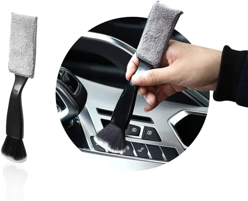 Miniatura 10 de Ziciner 2 cepillos de doble cabezal para limpieza de coche, cepillos suaves para detalles de plumero interior de automóvil, pantalla universal