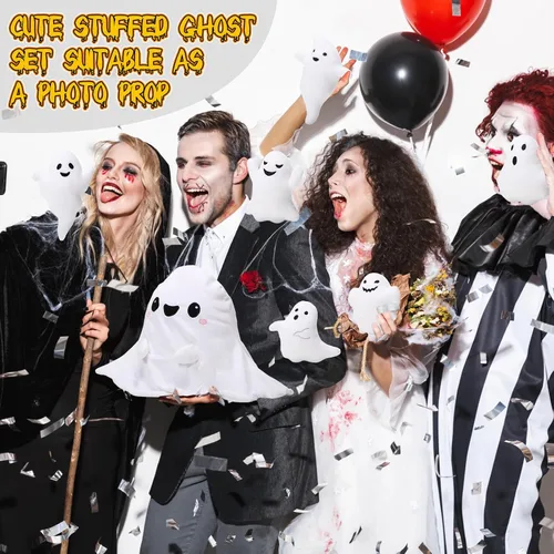 Miniatura 6 de Liliful Juego de juguetes de peluche fantasma de 16 pulgadas, almohada de peluche fantasma para mamá con 7 lindos bebés de felpa suaves