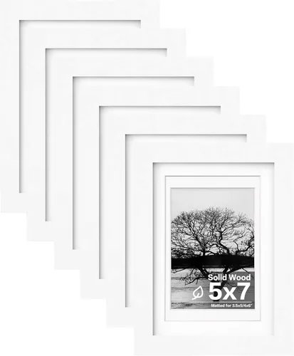 Miniatura 14 de Egofine - Juego de 6 portarretratos de 10 x 15 cm, hechos de madera maciza cubiertos por plexiglás 8 x 12 cm y 9 x 13 cm con paspartú o 10 x 15 cm