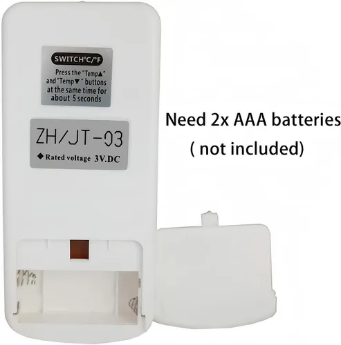 Miniatura 4 de Control remoto de repuesto para aire acondicionado Amcoraire Duo Número de modelo: ZHF/JT-01 (pantalla tanto en Fahrenheit como Celsius)