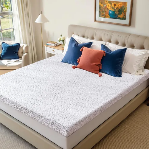 Miniatura 9 de Subrtex Cubrecolchón de espuma viscoelástica, cubrecolchón de espuma viscoelástica con infusión de gel de 3 pulgadas, cubrecolchón de espuma