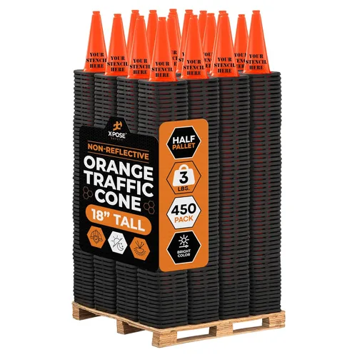 Miniatura 74 de Xpose Safety Cono de tráfico verde lima de 28 pulgadas, paquete de 4, cono de seguridad de PVC de alta calidad para estacionamiento, precaución