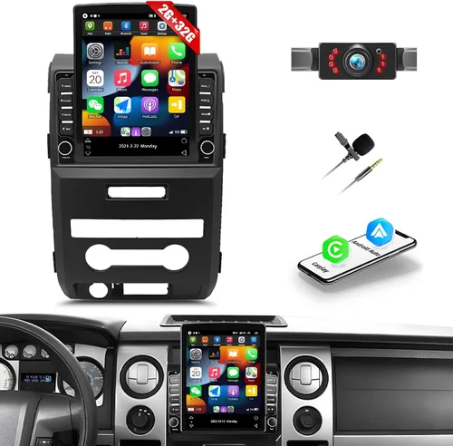 Inalámbrico con radio Carplay para Ford F150 2009-2014 estéreo, pantalla táctil de 9.7 pulgadas para unidad principal F150 con Bluetooth, Android
