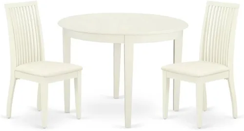 Miniatura 9 de East West Furniture BOIP3-LWH-W - Juego de mesa de cocina de 3 piezas para espacios pequeños que contiene una mesa de comedor redonda y 2 sillas