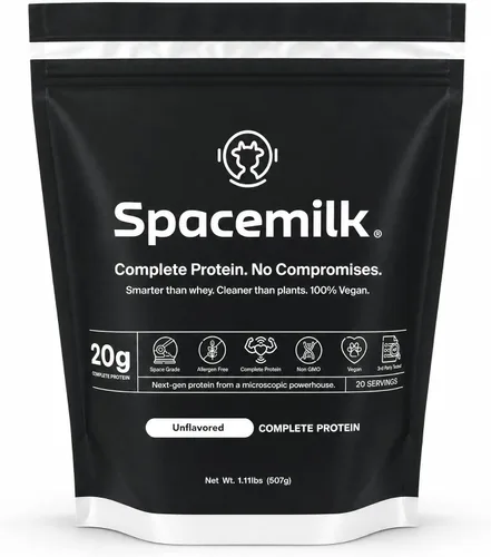 Spacemilk Proteína vegana en polvo sin sabor, un ingrediente puro, 0.71 onzas de proteína completa, PDCAAS 1.0, cero azúcar, sin alérgenos, sin