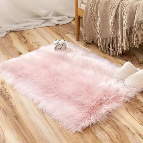 Miniatura 18 de MIULEE Alfombra de Piel de Oveja Sintética de 3 x 5 Pies, Alfombras de Área Mullidas de Lujo - Alfombra Decorativa Shag Súper Suave para Dormitorio