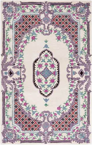 Miniatura 35 de SAFAVIEH Bellagio Collection - Alfombra decorativa de 2 x 3 pies, azul y rosa, hecha a mano de lana de medallón, ideal para zonas de alto tráfico