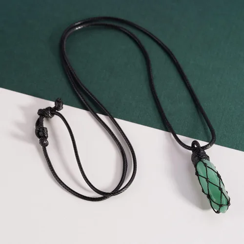 Miniatura 7 de Black Obsidian Healing Crystal Points Necklace Adjustable Rope Hexagonal Wrapped Braided Stone Pendant Necklace Handmade Gemstone Jewelry for Men