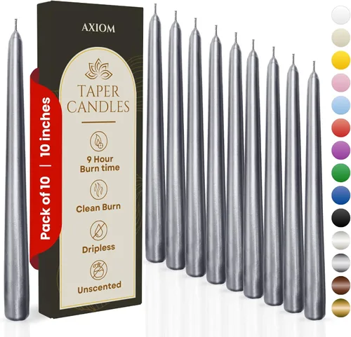 Miniatura 33 de Axiom Candles - Velas cónicas de 10 pulgadas sin goteo - Velas altas sin perfume y sin humo - 9 horas de combustión - Velas cónicas para el hogar